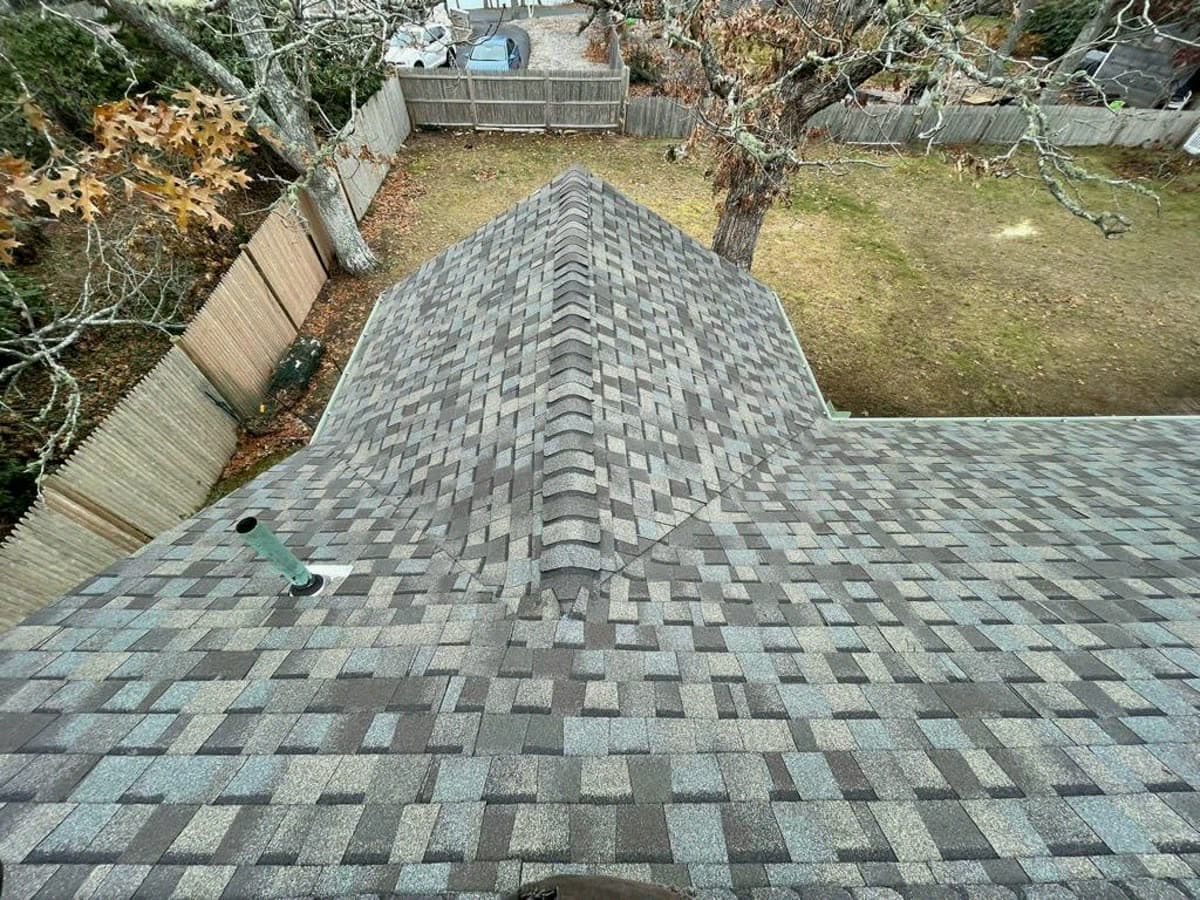 Fresh architectural asphalt roof, ridge and valley detail